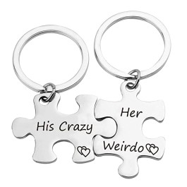 Couple Keychain His Crazy Her Weirdo Puzzle Piece Keychain 